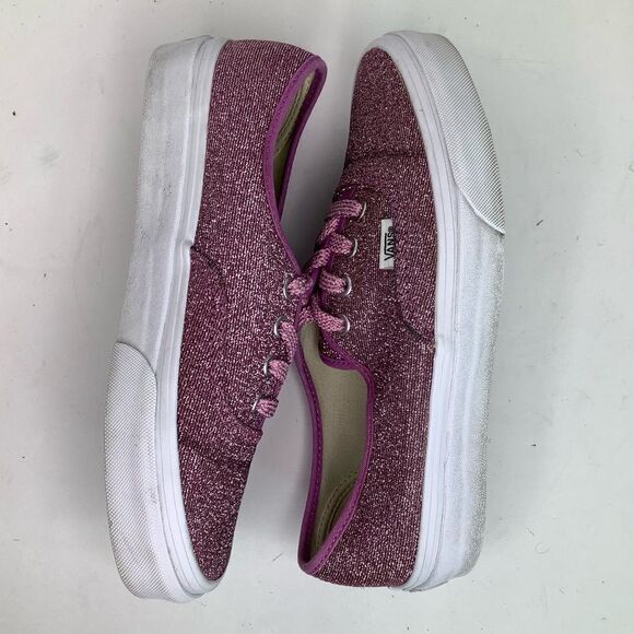 VANS Lurex Pink True Glitter Lace Tie Skater Sneakers Shoes Women Sz 7 Men 5.5 - Picture 7 of 10